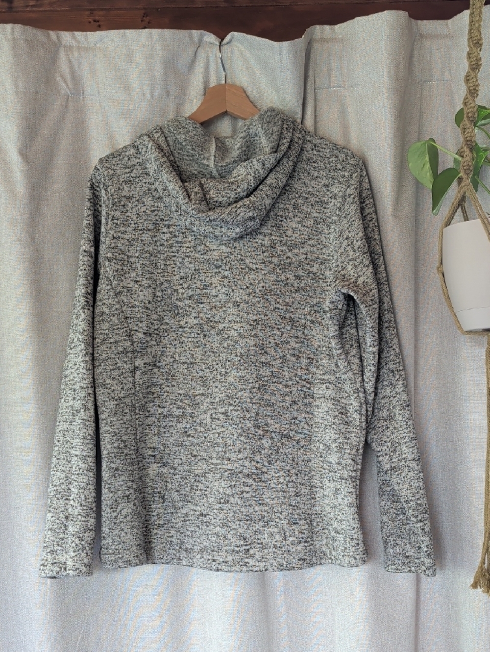 Columbia "Broadmoor" Heather Gray/Green Button-Up Cozy Pullover - Picture 7 of 7
